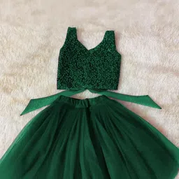 Shoryam Fashion Girls Green Raw Silk Lehenga Choli-picture-29