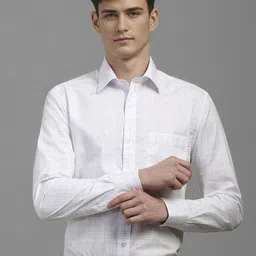 Louis Philippe Men Classic Fit Spread Collar Checked Cotton Formal Shirt-image-83