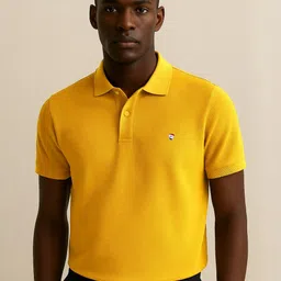 ZEFFIT Men Yellow Polo Collar Short Sleeves Cotton Causal T-shirt-image-23
