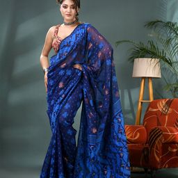 DESH BIDESH Ethnic Motifs Woven Design Zari Jamdani Saree-picture-24