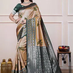 Ehaircare Ethnic Motifs Woven Design Zari Banarasi Saree-picture-36