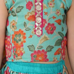 here&now x kinder kids Kinder Kids Girls Printed Sequinned Ready to Wear Lehenga & Blouse With Dupatta image 2
