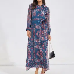 Styli Floral Printed Shirt Maxi Dress-picture-23