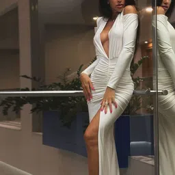 LULU & SKY Women Ruched Bodycon Midi Dress-picture-17