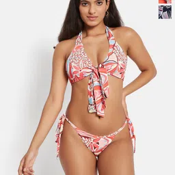 SECRETS BY ZEROKAATA Women Pack Of 2 Halter Printed Beach Wear Bikini Set-image-43