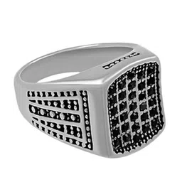 Saizen Men Silver-Plated Cubic Zirconia Finger Ring image 3