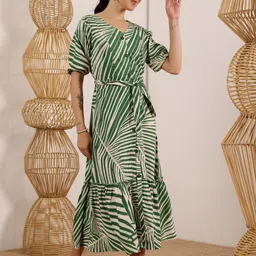 Lative Colours of Fashion Striped Cotton Fit & Flare Midi Dress image 4