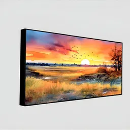 DEKORSTATION Orange Coloured & Yellow Printed Canvas Wall Art image 4