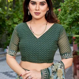 HERE&NOW Floral Embroidered Pure Georgette Designer Saree image 4