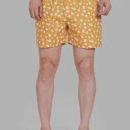 OLWEN Men Conversational Printed Mid-Rise Cotton Casual Lounge Shorts-image-98