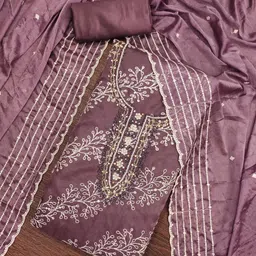 KIMISHA Embroidered Organza Unstitched Dress Material image 2