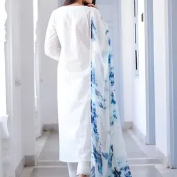 KALINI Women Floral Embroidered Regular Thread Work Kurta with Churidar & Dupatta image 2