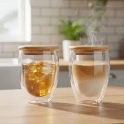 TASKHOUSE Transparent & Brown Solid Glass Transparent Cups Set of Cups and Mugs image 2