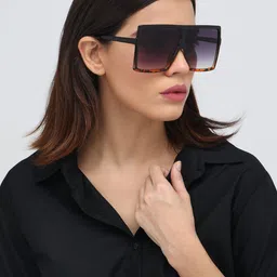 ZAADRAN Unisex Blue Lens Oversized Sunglasses With Polarised and UV Protected Lens image 2