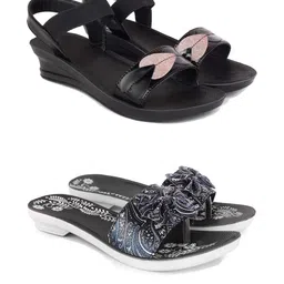 DRACKFOOT Women Pack of 2 Comfort Sandals-image-29