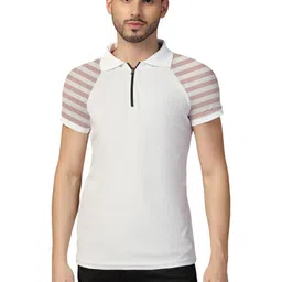 BEYOU FASHION Men Striped Polo Collar T-shirt image 1