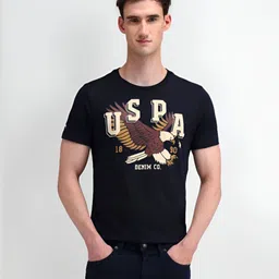 U.S. Polo Assn. Denim Co. Men Solid Round Neck Cotton Slim Fit T-shirt image 1