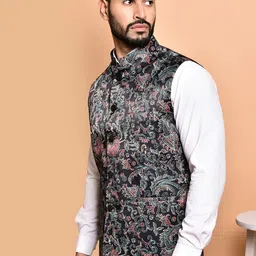 PRINTINDIA Men Printed Woven Nehru Jacket image 2