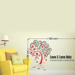 LANSTICK Black & Red Printed Tree With Love Wall Sticker image 2