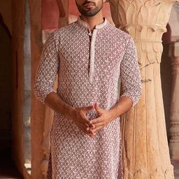 Jompers Men Geometric Embroidered Sequinned Kurta-picture-49