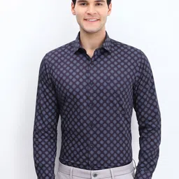 Allen Solly Men Spread Collar Floral Printed Cotton Slim Fit Formal Shirt-image-95