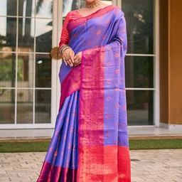 Anouk Floral Zari Silk Blend Designer Kanjeevaram Saree-image-61