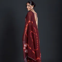 A.V.M Prints Tie and Dye Embelished Beads and Stones Saree image 4