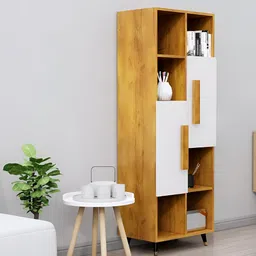 HEXA RED Brown & White Wooden Book Shelf-image-72