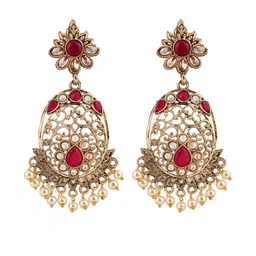 piah Women Gold Plated Artificial Stones Drop Earrings-picture-25