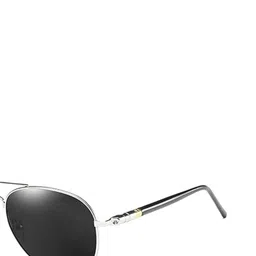 SPADEACES Men Grey Lens & Silver-Toned Aviator Sunglasses with image 3