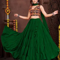 KALINI Embroidered Thread Work Semi-Stitched Lehenga & Choli With Dupatta image 5