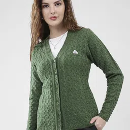 Monte Carlo Women Geometric Self Design V-Neck Cardigan-image-85