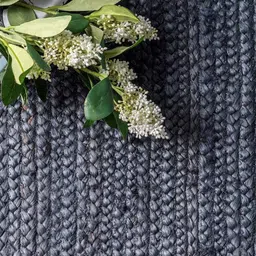 Blue Solid Jute 4 ft x 6 ft Hand Woven Carpet by HabereIndia image 4