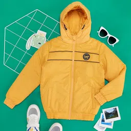 Pantaloons Junior Boys Yellow Bomber Hooded Jacket-picture-26