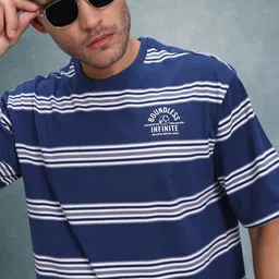 The Roadster Life Co. Relaxed Fit Striped Printed T-shirt-picture-52