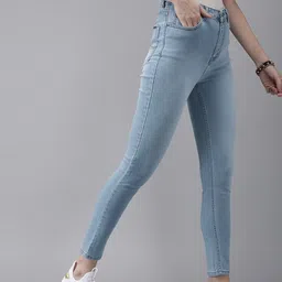 The Roadster Lifestyle Co Women Blue Super Skinny Fit High-Rise Clean Look Stretchable Cropped Jeans-picture-33