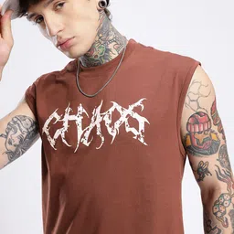 glitchez Raw Style Typography Printed Sleeveless Oversized T-shirt-picture-22