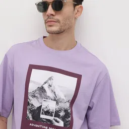 The Roadster Life Co. Printed Drop-Shoulder Sleeves Pure Cotton Relaxed T-shirt-picture-28