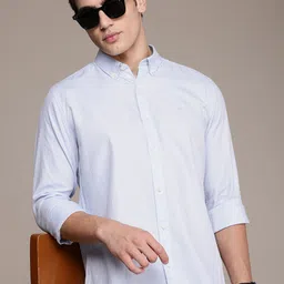 French Connection Slim Fit Self Striped Button-Down Collar Pure Cotton Casual Shirt-picture-16