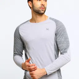 Maniac Men Grey Colourblocked Round Neck T-shirt-picture-29