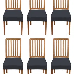 Lazi 6 Pieces Grey Stretchable Dining Chair Seat Covers-picture-18