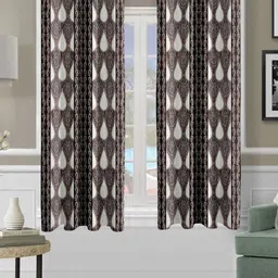 Aura Brown & White Set of 2 Ethnic Motifs Window Curtain-picture-29