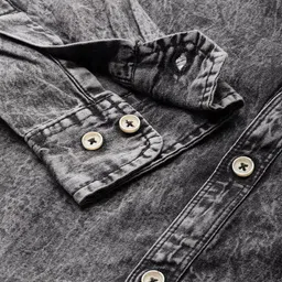 Roadster Men Charcoal Grey Faded Denim Casual Shirt image 5