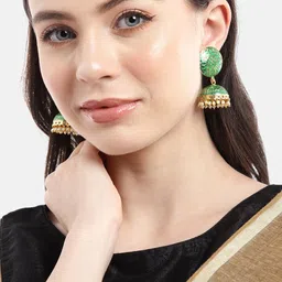 Anouk Gold-Plated Dome Shaped Jhumkas Earrings-picture-31