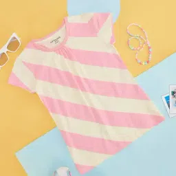 Pantaloons Junior Pink & Cream Cotton Striped T-Shirt-picture-23