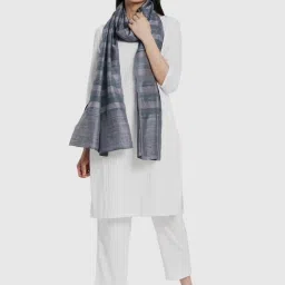 Fabindia Grey Striped Stole image 1