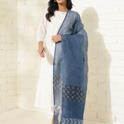 Fabindia Blue Printed Dupatta image 1