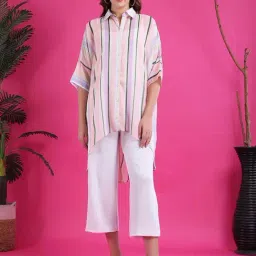 Qurvii Multicolor Regular Fit Striped Shirt-picture-23