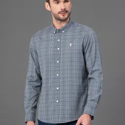 Red Tape Grey Cotton Polyblend Checks Regular Fit Casual Shirt image 1