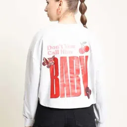 Bene Kleed Grey Cotton Graphic Print Oversized Sweatshirt image 2